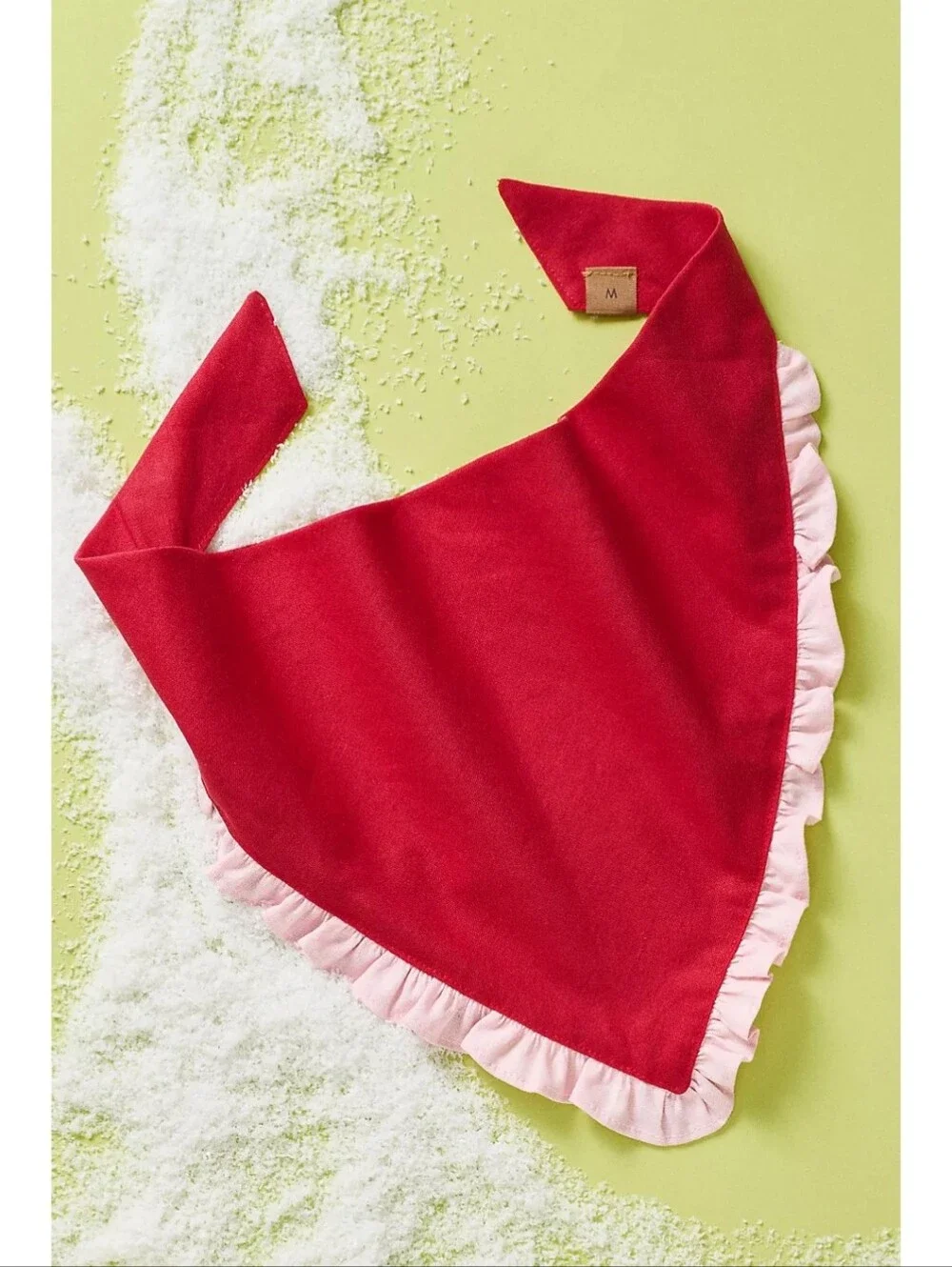 Anthropologie The Foggy Dog Ruffle Pet Bandana in Red With Pink Ruffle
